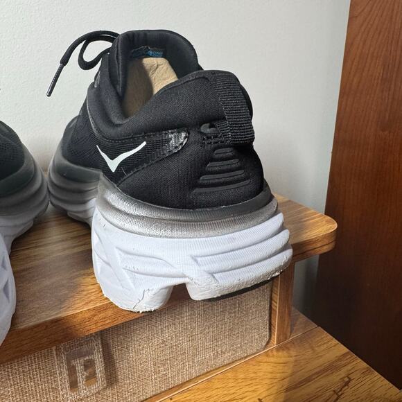 HOKA Bondi 8 Sneaker Women 8.5B Black White 1127952 BWHT Running Walking Spring - Picture 7 of 13